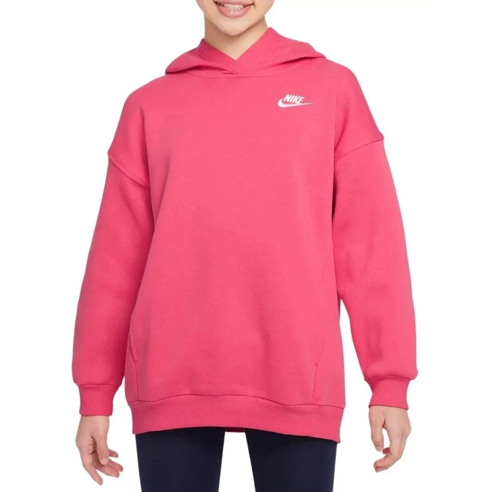 Girls Nike Sportswear Club Fleece Oversized Pullover Hoodie FZ5579-629 SIZE XS